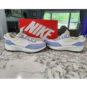 Nike Women's Waffle Debut Athletic Shoes - Soft Pearl and White